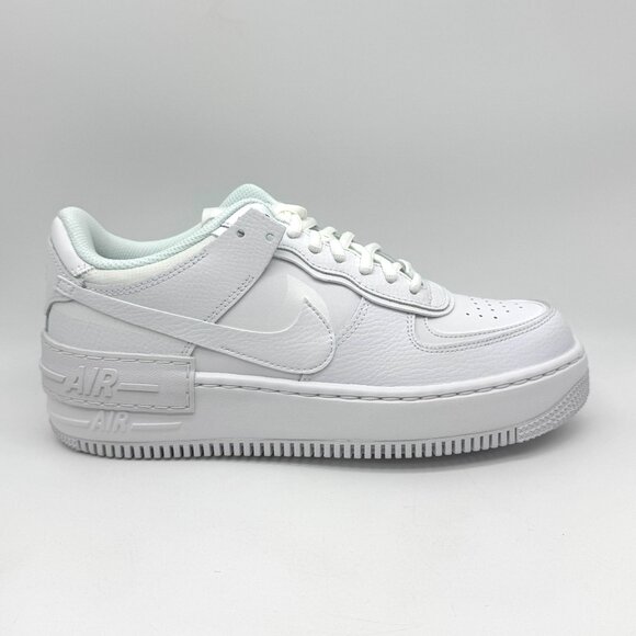 Nike Womens Air Force 1 Shadow AF1 Triple White Shoes Sz 8.5 New CI0919-100 - Picture 1 of 11